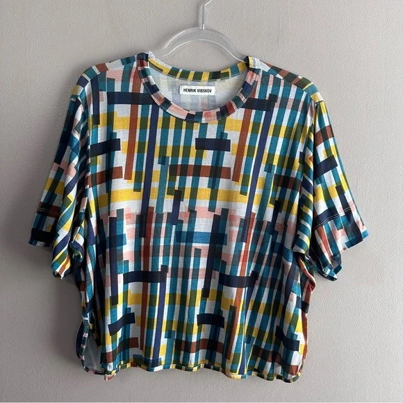 Henrik Vibskov Stone Grabber Tee Womens M/L Multicolor Geometric 100% Tencel - Picture 1 of 9